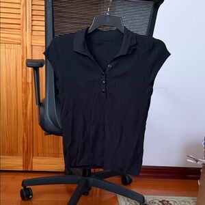 Black Ribbed Women's Top